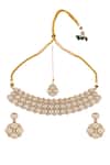 Shop_Samyukta Singhania_Gold And White Brass Jewellery Set _at_Aza_Fashions