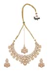 Shop_Samyukta Singhania_Red And Gold Brass Jewellery Set _at_Aza_Fashions