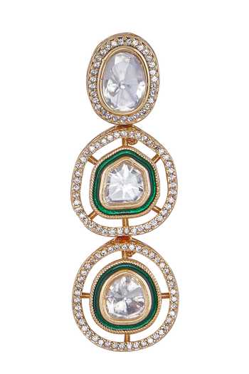 Nazaakat By Samara Singh_Green Imitation Diamonds And Gold Brass Jewelry Set_Online_at_Aza_Fashions