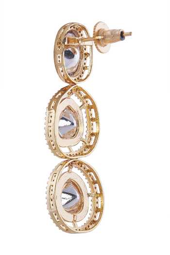 Nazaakat By Samara Singh_Green Imitation Diamonds And Gold Brass Jewelry Set_at_Aza_Fashions