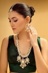 Buy_Nazaakat By Samara Singh_Green Pearls, Stones And Gold Embellished Jewellery Set _at_Aza_Fashions