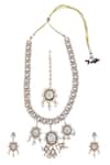 Shop_Nazaakat By Samara Singh_Green Pearls, Stones And Gold Embellished Jewellery Set _at_Aza_Fashions