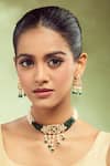 Buy_Nazaakat By Samara Singh_Green Crystals Beaded Necklace And Earring Set _at_Aza_Fashions