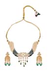 Shop_Nazaakat By Samara Singh_Green Crystals Beaded Necklace And Earring Set _at_Aza_Fashions