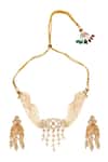 Shop_Nazaakat By Samara Singh_White Pearls Brass Embellished Jewellery Set _at_Aza_Fashions