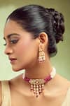 Buy_Nazaakat By Samara Singh_Red Stones Ruby Brass Necklace And Earring Set 