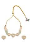 Shop Nazaakat By Samara Singh Cream Brass Beaded Necklace And Earring Set at Aza Fashions Shop_Nazaakat By Samara Singh_Cream Brass Beaded Necklace And Earring Set _at_Aza_Fashions