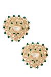 Buy_Nazaakat By Samara Singh_Cream Beads Creme And Green Brass Jewellery Set _Online_at_Aza_Fashions