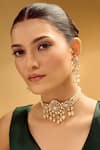 Buy_Samyukta Singhania_White Pearls, Stones And Gold Embellished Jewellery Set _at_Aza_Fashions