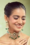 Nazaakat By Samara Singh Green Stones, Pearls Brass Jewellery Set at Aza Fashions Nazaakat By Samara Singh_Green Stones, Pearls Brass Jewellery Set _at_Aza_Fashions