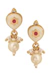 Shop_Nazaakat By Samara Singh_Cream Pearls Creme And Ruby Brass Jewellery Set _Online_at_Aza_Fashions