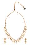 Shop_Nazaakat By Samara Singh_Cream Pearls Creme And Ruby Brass Jewellery Set _at_Aza_Fashions