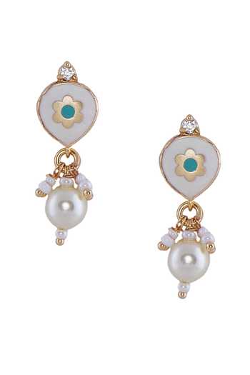 Nazaakat By Samara Singh_Cream Pearls Creme And Mint Brass Necklace Set _Online_at_Aza_Fashions