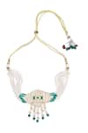 Buy_Samyukta Singhania_Cream Pearls Creme Green Brass Jewellery Set _Online_at_Aza_Fashions