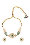 Shop_Nazaakat By Samara Singh_Green Beaded Necklace And Earring Set _at_Aza_Fashions