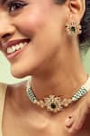 Buy_Nazaakat By Samara Singh_Green Beaded Necklace And Earring Set 