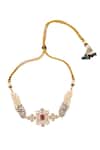 Buy_Nazaakat By Samara Singh_Red Stones Ruby Brass Necklace And Earring Set _Online_at_Aza_Fashions