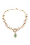 Buy_Nazaakat By Samara Singh_Aqua Stones, Pearls Gold Necklace And Earring Set _Online_at_Aza_Fashions