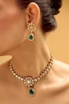 Buy_Nazaakat By Samara Singh_Green Stones Dark Brass Necklace And Earring Set 