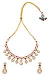 Shop_Nazaakat By Samara Singh_Red Ruby Brass Necklace And Earring Set _at_Aza_Fashions
