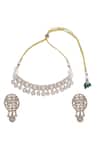 Shop_Nazaakat By Samara Singh_Gold Plated Imitation Diamonds Necklace And Earring Set _at_Aza_Fashions