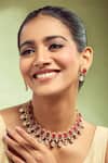 Buy_Samyukta Singhania_Red Stones Embellished Jewellery Set _at_Aza_Fashions