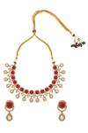 Shop_Samyukta Singhania_Red Stones Embellished Jewellery Set _at_Aza_Fashions