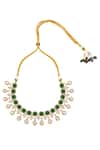 Buy_Nazaakat By Samara Singh_Green Stones Dark Brass Jewellery Set _Online_at_Aza_Fashions