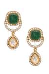 Nazaakat By Samara Singh_Green Stones Dark Brass Jewellery Set _at_Aza_Fashions