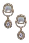 Samyukta Singhania_White Crystals Brass Stone Embellished Jewellery Set _at_Aza_Fashions