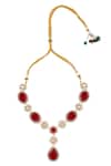 Nazaakat By Samara Singh_Red Stones Brass Necklace And Earring Set _Online_at_Aza_Fashions