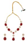 Shop_Nazaakat By Samara Singh_Red Stones Brass Necklace And Earring Set _at_Aza_Fashions