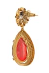 Nazaakat By Samara Singh_Red Stones Brass Necklace And Earring Set _at_Aza_Fashions