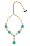 Nazaakat By Samara Singh_Aqua Stones Brass Necklace And Earring Set _Online_at_Aza_Fashions