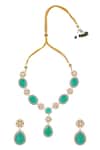 Shop_Nazaakat By Samara Singh_Aqua Stones Brass Necklace And Earring Set _at_Aza_Fashions