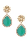 Nazaakat By Samara Singh_Aqua Stones Brass Necklace And Earring Set _at_Aza_Fashions