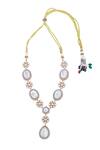 Nazaakat By Samara Singh_White Stones Brass Embellished Necklace And Earrings Set _Online_at_Aza_Fashions
