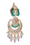 Buy_Nazaakat By Samara Singh_Green Pearls, Stones Brass And Pink Jewellery Set _Online_at_Aza_Fashions