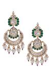 Nazaakat By Samara Singh_Green Pearls, Stones Brass And Pink Jewellery Set _at_Aza_Fashions