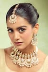 Buy_Nazaakat By Samara Singh_Green Pearls, Stones Brass And Pink Jewellery Set _at_Aza_Fashions