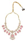 Buy_Nazaakat By Samara Singh_Pink Stones, Pearls Brass Necklace Earring Maangtika Set 