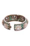 Shop_Nazaakat By Samara Singh_Green Rhinestones And Gold Embellished Bangle _Online_at_Aza_Fashions