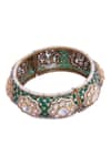 Shop_Nazaakat By Samara Singh_Green Rhinestones And Gold Embellished Bangle _at_Aza_Fashions