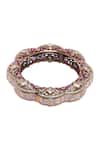 Shop_Nazaakat By Samara Singh_Gold Plated Rhinestones Ruby And Decorative Bangle _at_Aza_Fashions