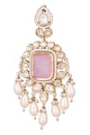 Shop_Nazaakat By Samara Singh_Pink Pearls, Stones And Gold Dangler Earrings _Online_at_Aza_Fashions