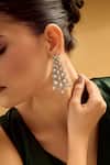 Nazaakat By Samara Singh_White Crystals Gold And Dangler Earrings _Online_at_Aza_Fashions