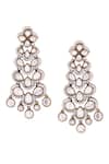 Shop_Nazaakat By Samara Singh_White Crystals Gold And Dangler Earrings _at_Aza_Fashions