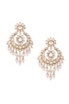 Shop_Nazaakat By Samara Singh_White Stones, Pearls And Gold Dangler Earrings _at_Aza_Fashions