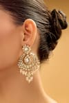Shop_Nazaakat By Samara Singh_White Stones, Pearls And Gold Dangler Earrings _Online_at_Aza_Fashions