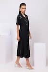 Smriti By Anju Agarwal Black Sequins Polo Collar Midi Dress With Butterfly Embellishments Online at Aza Fashions Smriti By Anju Agarwal_Black Sequins Polo Collar Midi Dress With Butterfly Embellishments _Online_at_Aza_Fashions